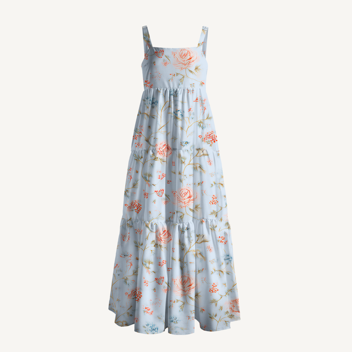Square Neck Rosabelle Bloom Print Slip Dress