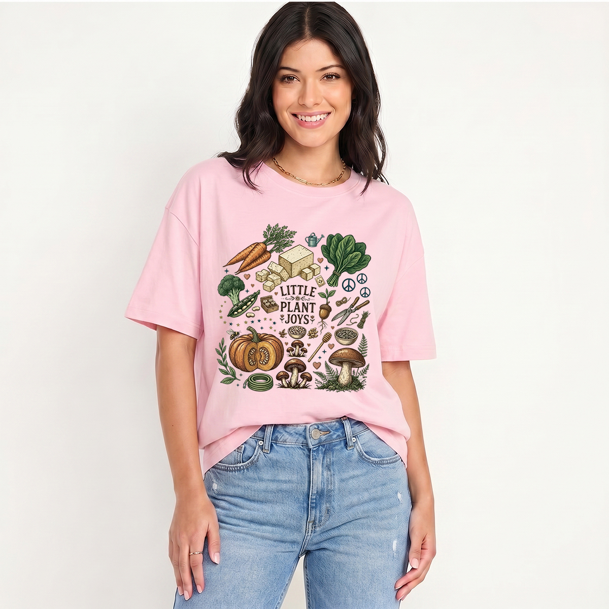 Little Plant Joys Print Crew Neck Cotton Tee