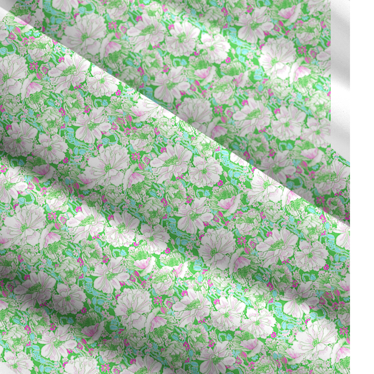 Square Neck Mint Garden Print Slip Dress