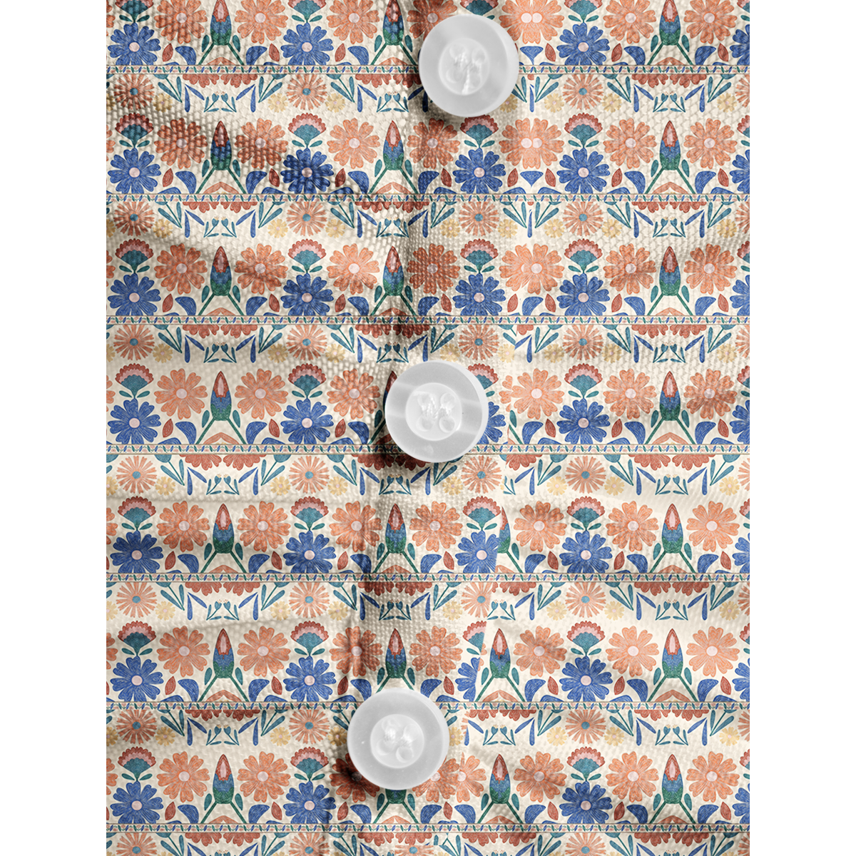 V-Neck Short Sleeve Bohemian Folk Floral Stripe Print Mesh Top