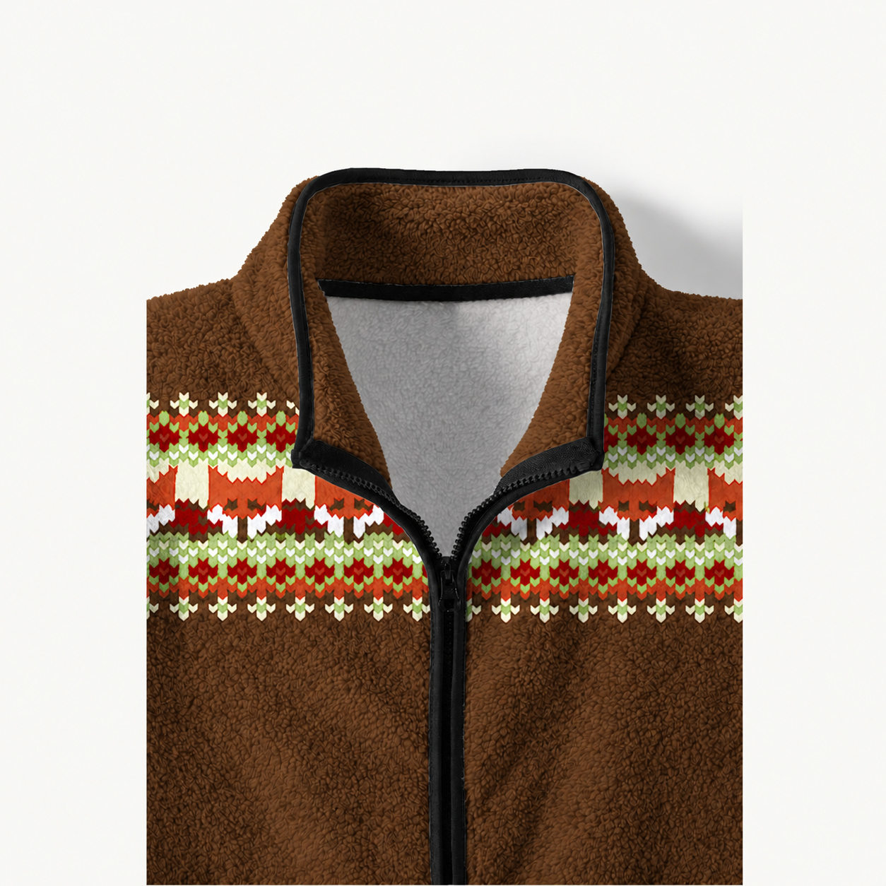 Fox Fair Isle Print Fleece Jacket
