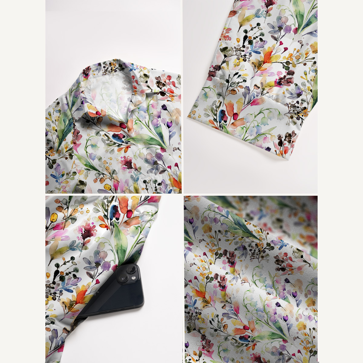 Watercolor Wildflower Garden Print Casual Midi Dress With Pockets