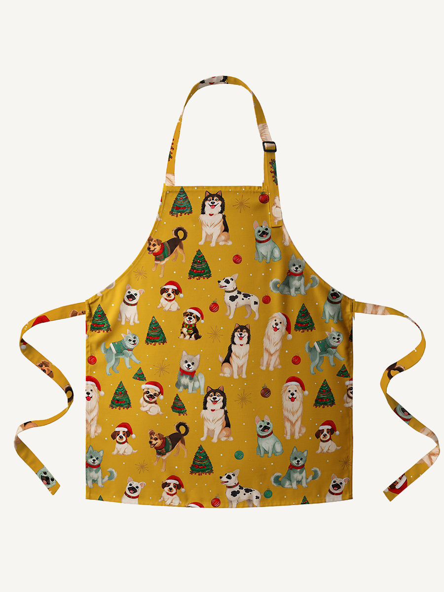 Christmas Puppies Holiday Print Adjustable Apron