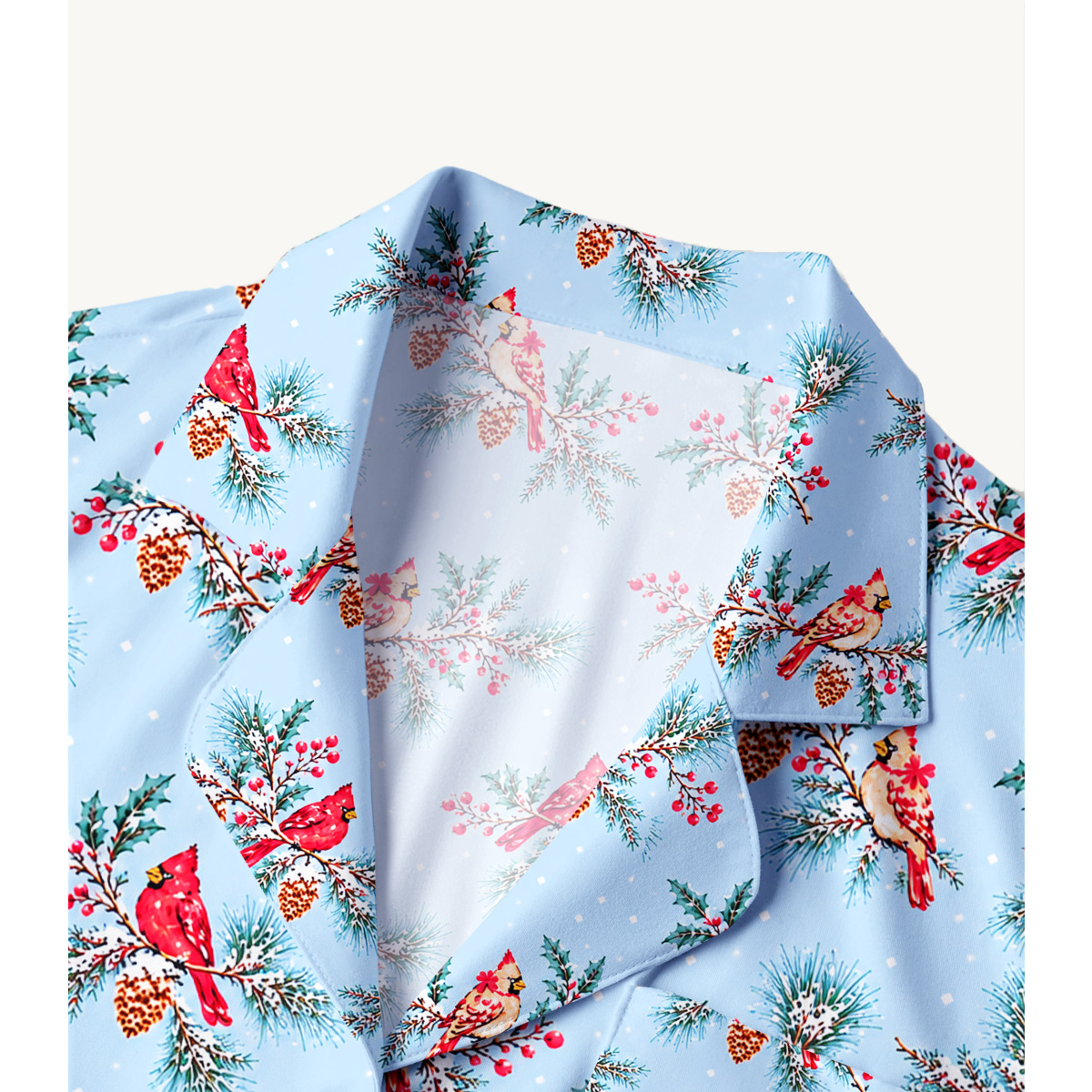 Winter Cardinal Garden Long Pajama Set 