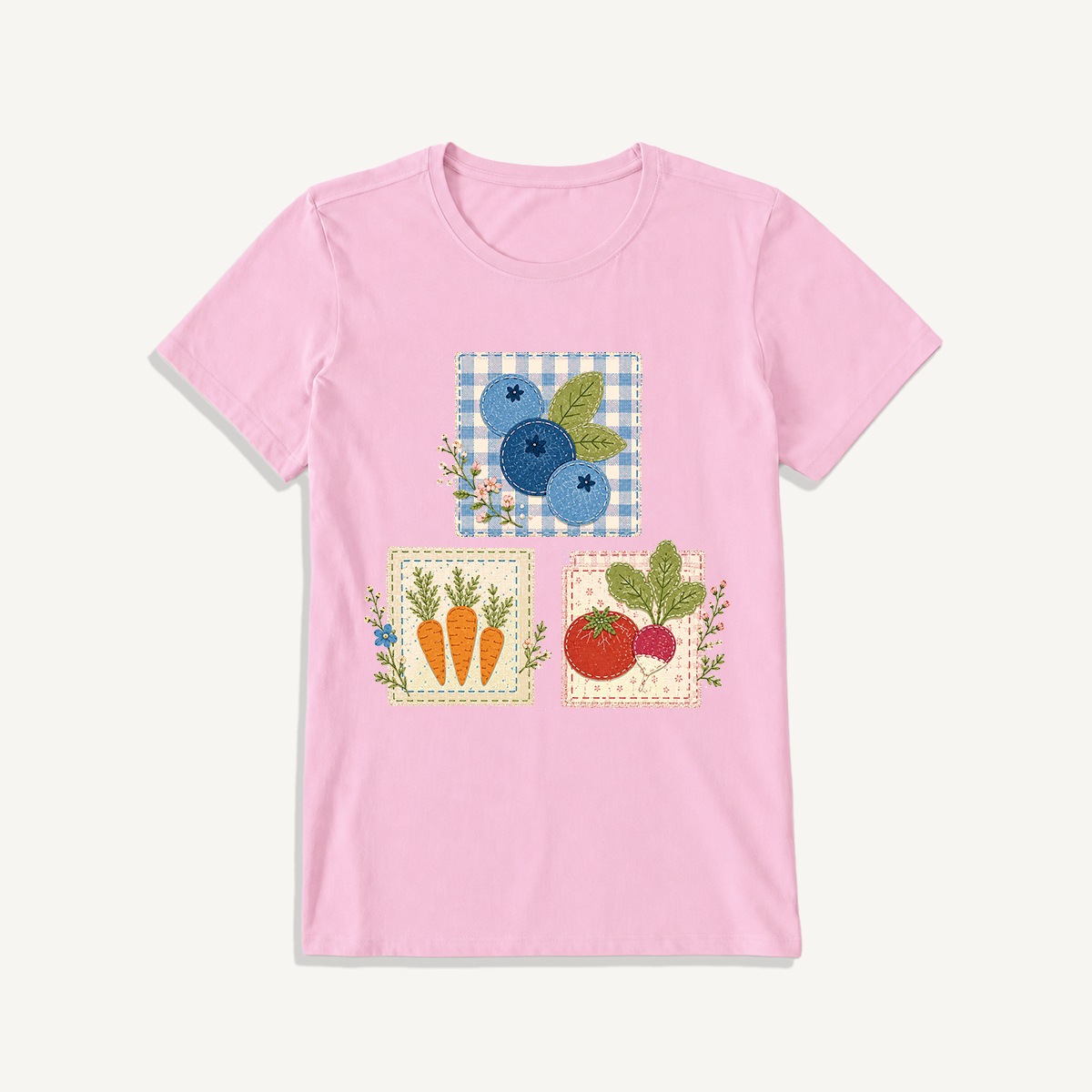 Cottage Garden Harvest Print Crew Neck Cotton Tee