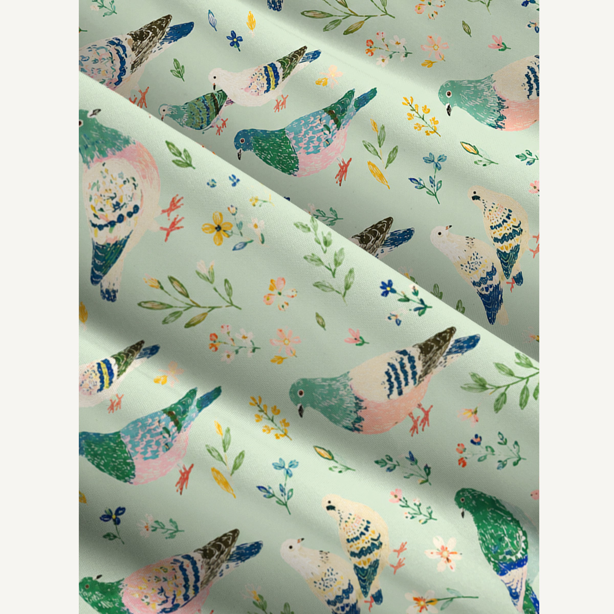 Botanical Wildflowers & Cottage Garden Birds Print Wide Straps Maxi Dress With Pockets