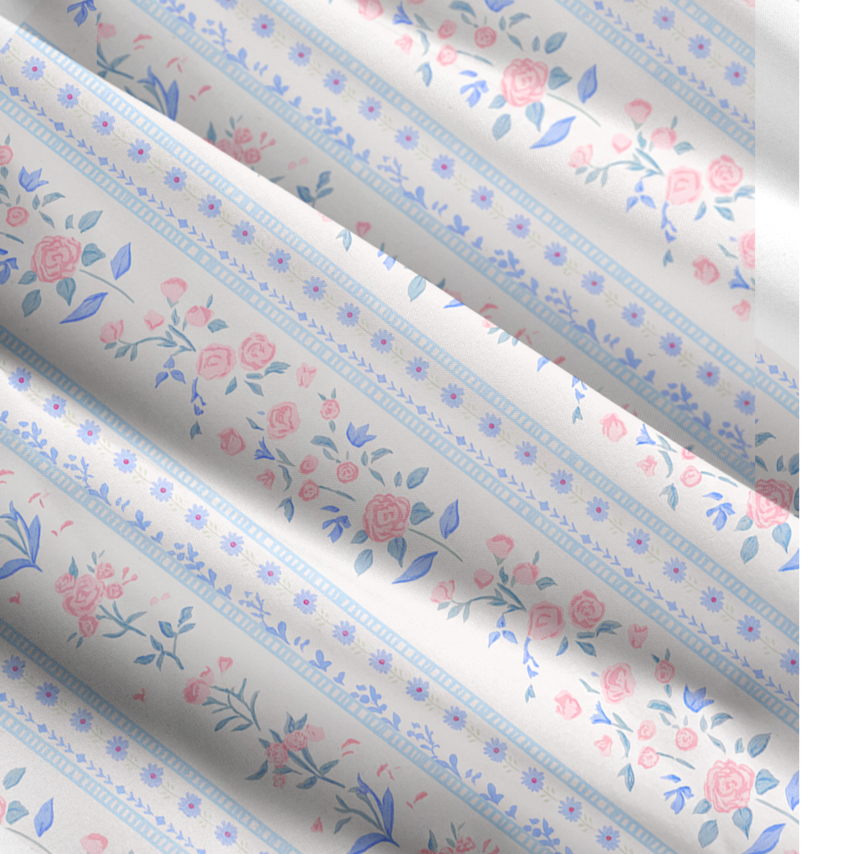 Square Neck Blue Rose Print Slip Dress