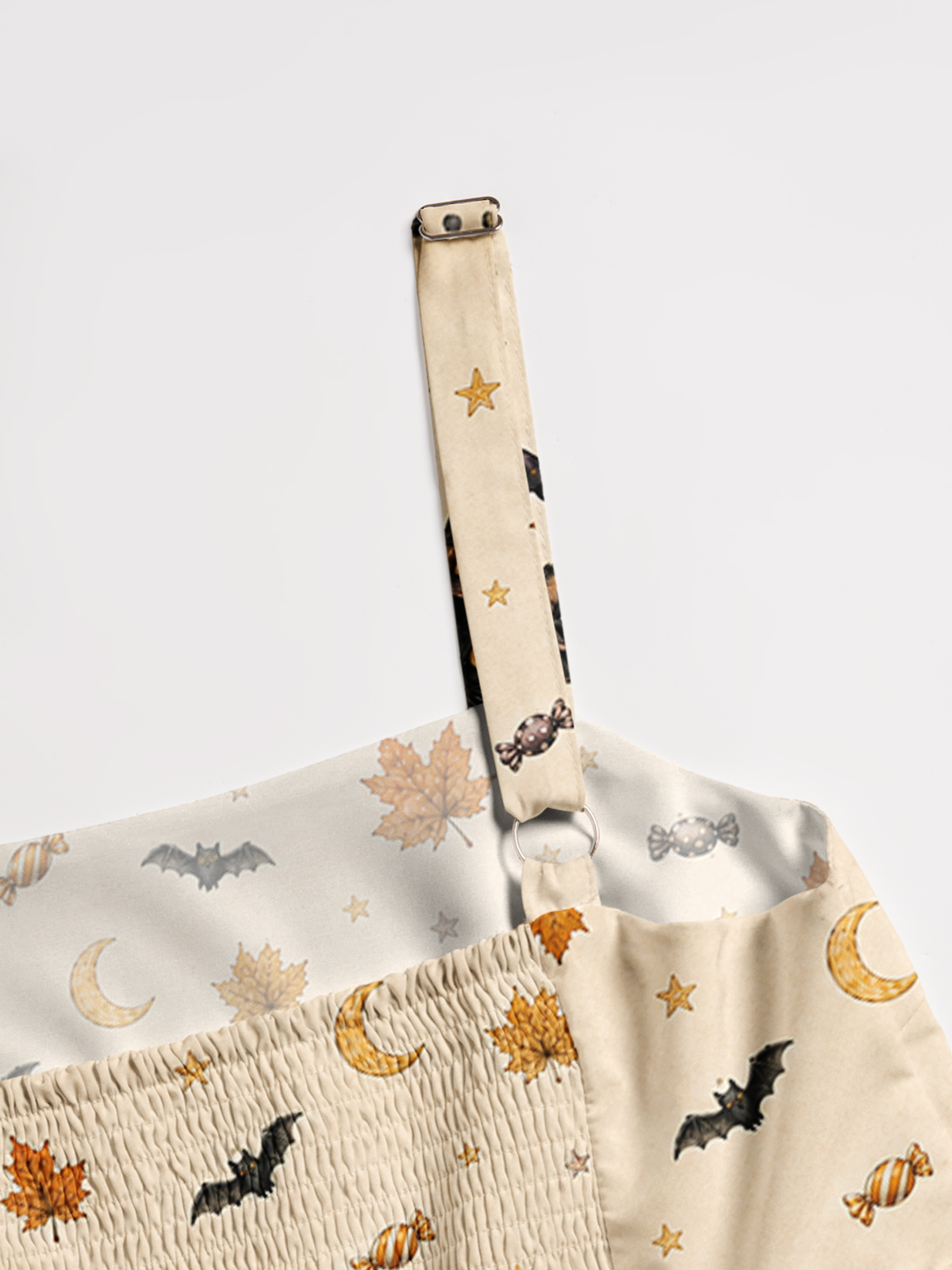 Spooky Cat & Pumpkin Print Wide Straps Maxi Dress With Pockets