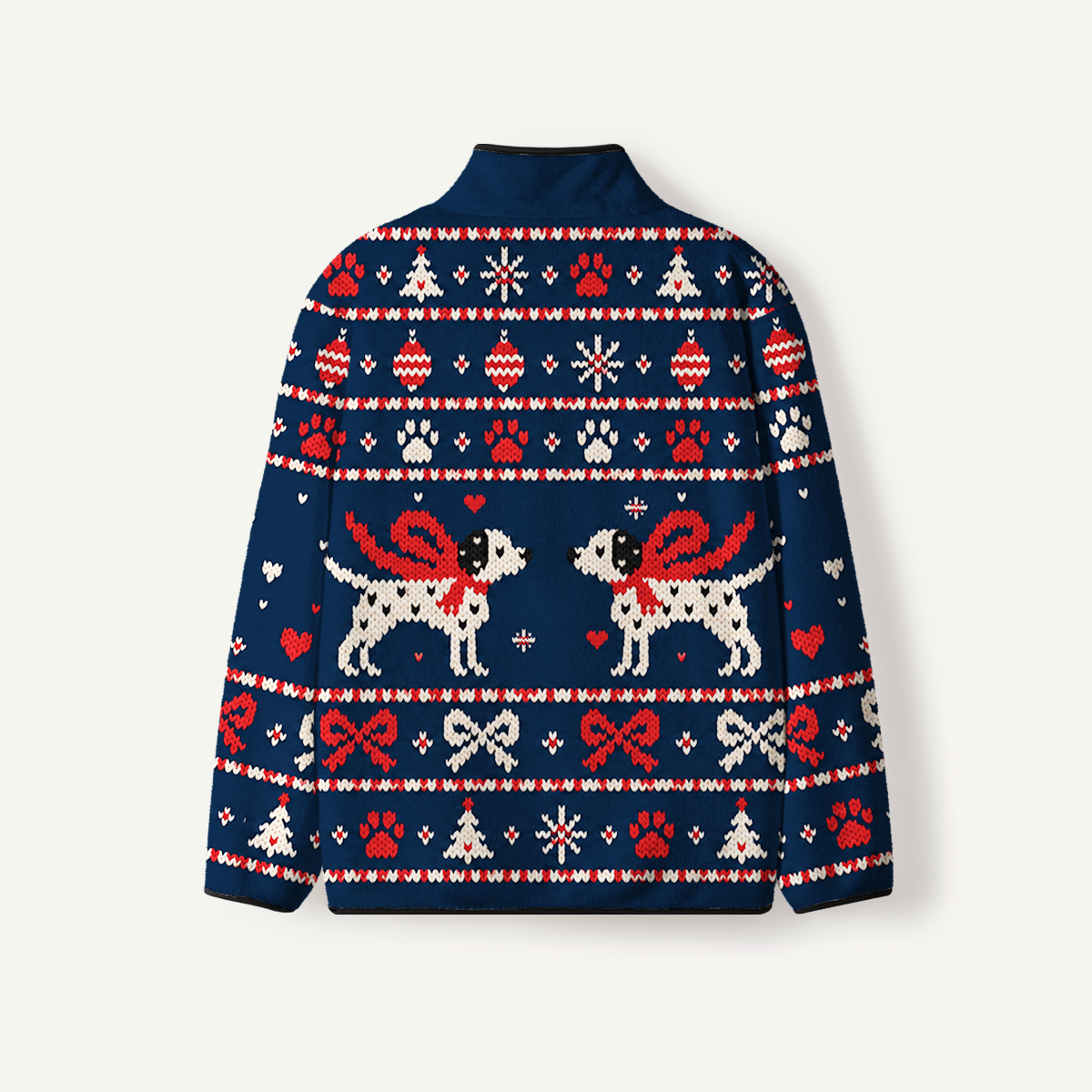 Festive Dog Scarf Fairisle Print Fleece Jacket