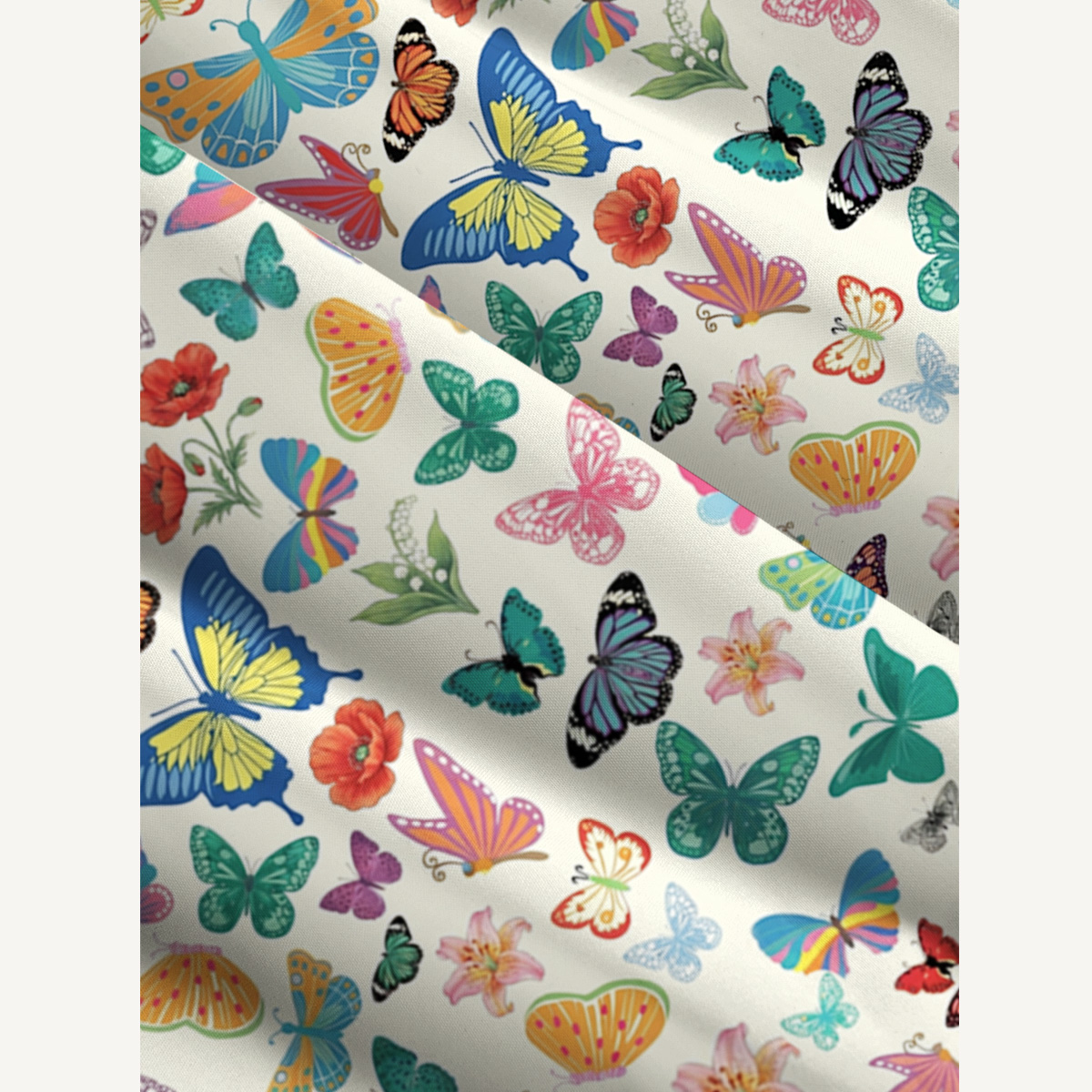 Rainbow Butterfly Garden Print Quilt Wide Straps Maxi Dress With Pockets