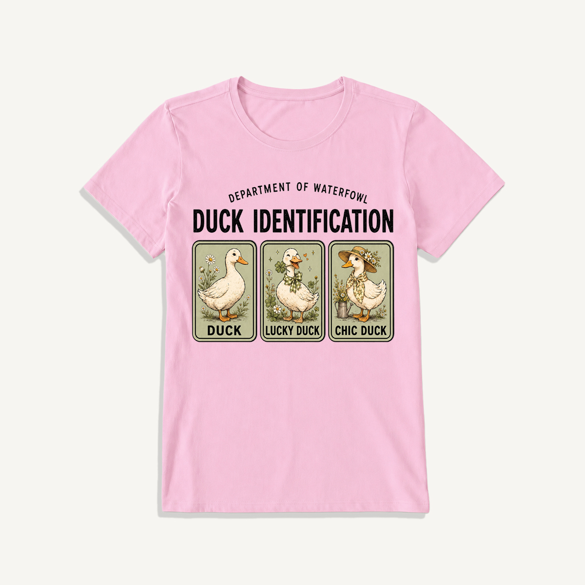 Duck Identification Print Crew Neck Cotton Tee