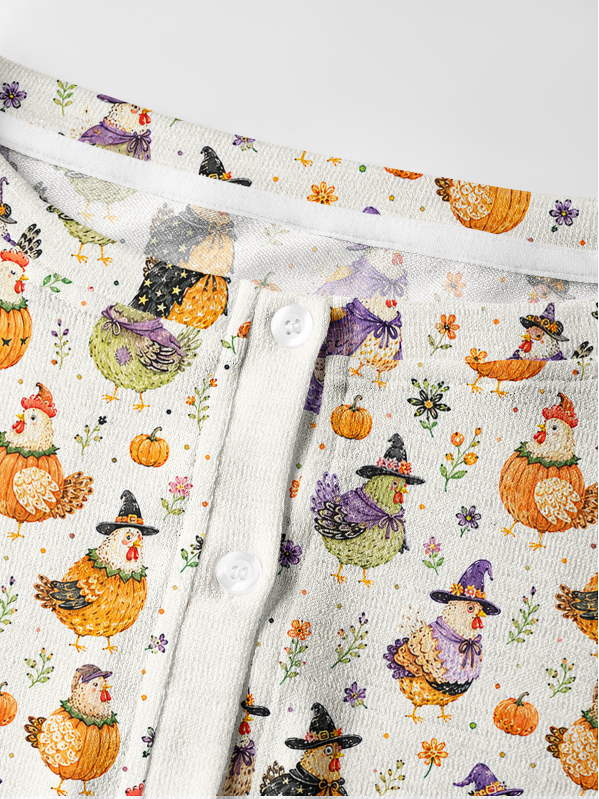 Cute Whimsical Chicken Colorful Print Fine‑Knit Cardigan
