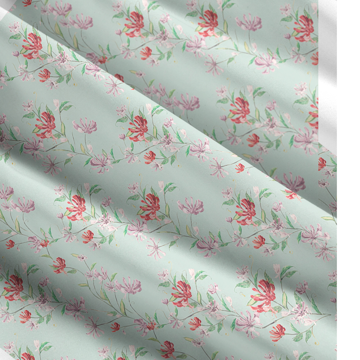 Square Neck Mint Honeysuckle Print Slip Dress