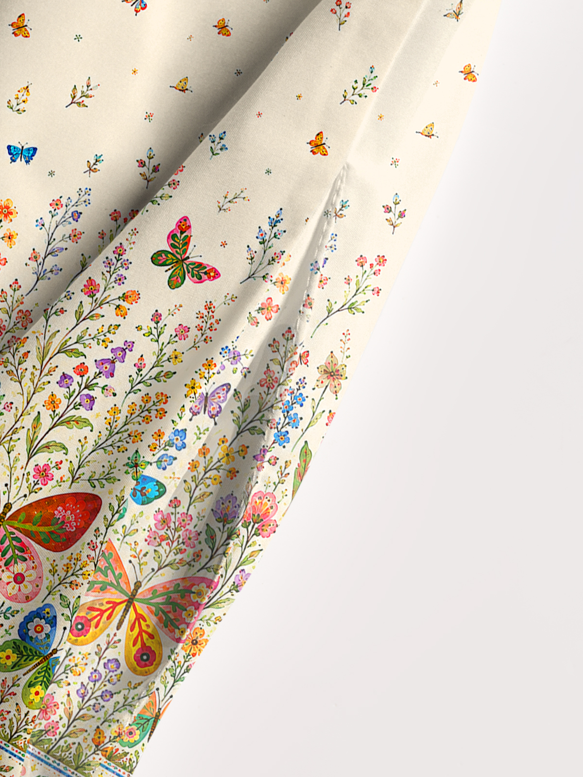Boho Butterfly Wildflower Meadow Print Wide Straps Maxi Dress With Pockets