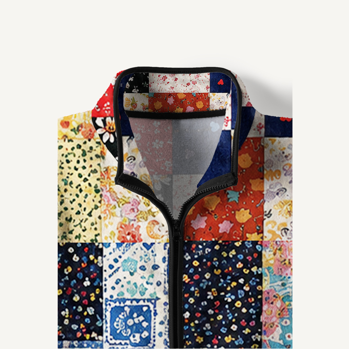 Prairie Cottage Floral Grid Print Fleece Jacket