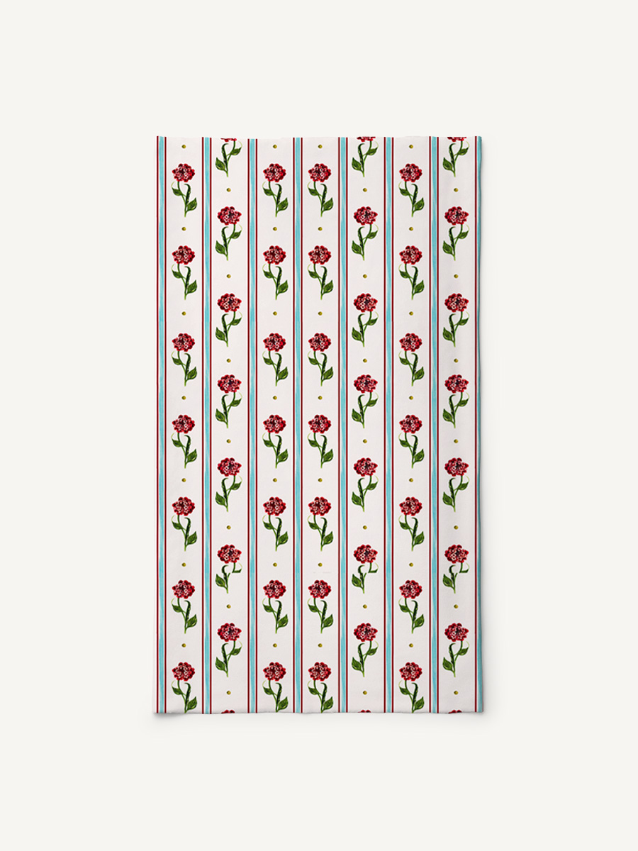 Crimson Dianthus Print Boho Bandeau Headband