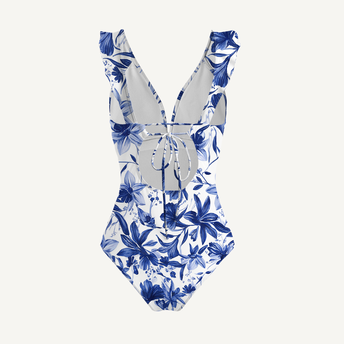 Blue Willow Bloom Ruffle One‑Piece Swimsuits Three Pieces Sets