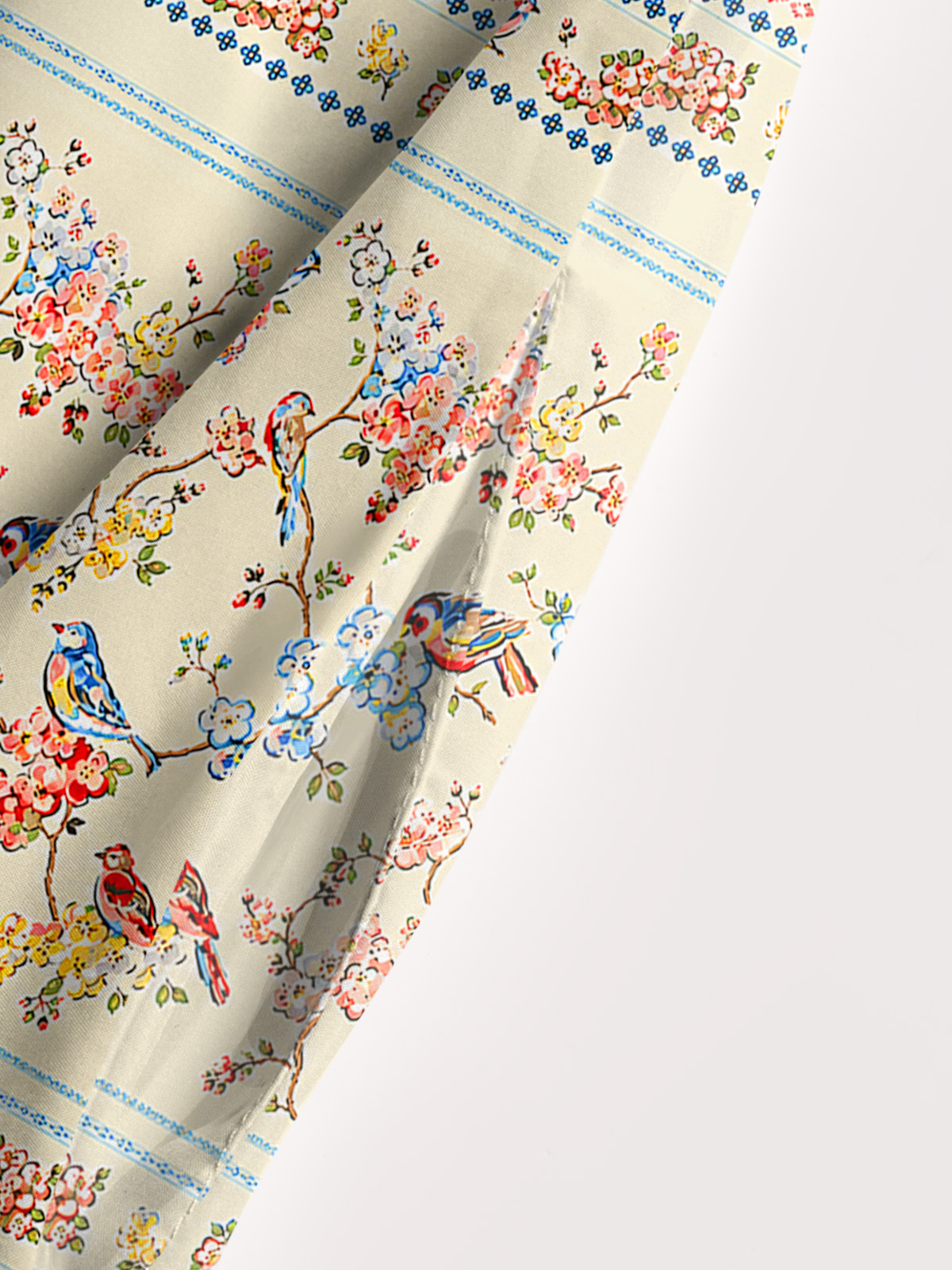 Vintage Floral Songbirds Print Wide Straps Maxi Dress With Pockets