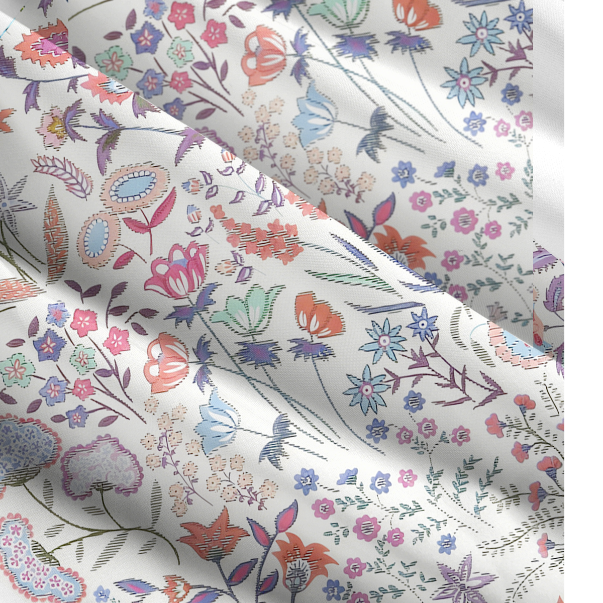 Square Neck Bohemian Wildflower Garden Print Slip Dress