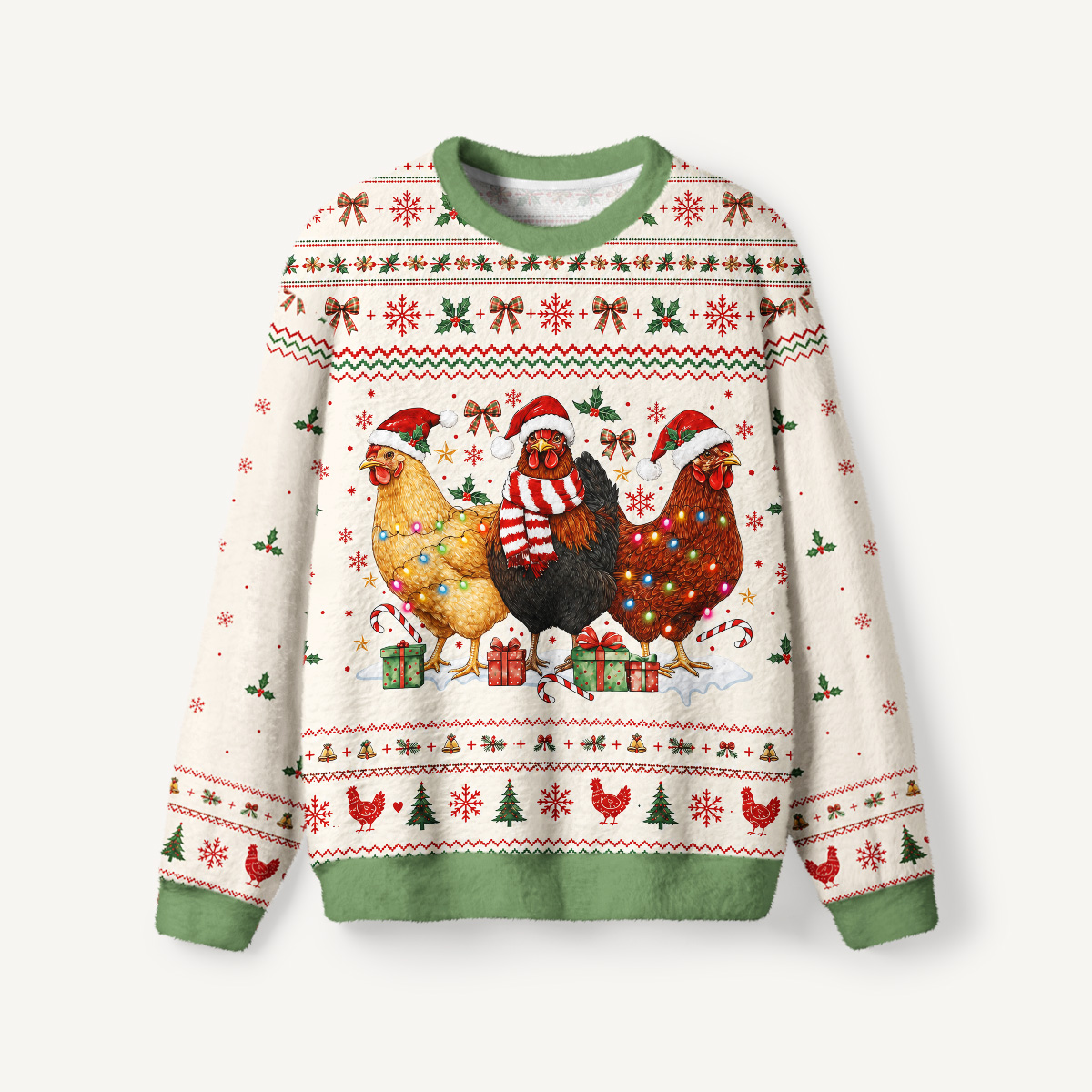Holiday Hen Party Christmas Fuzzy Crewneck Sweater