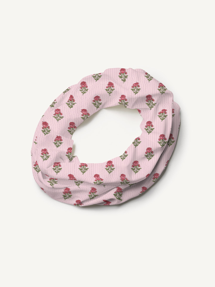 Misty Rose Garden Print Boho Bandeau Headband