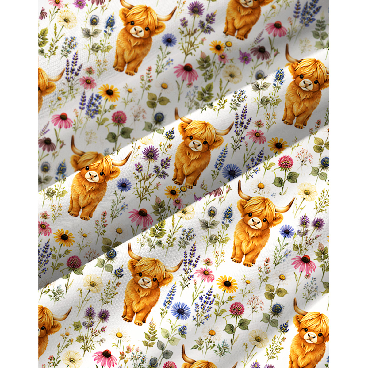 Farm Animal Boho Highland Cow Print Spaghetti Strap Mini Dress