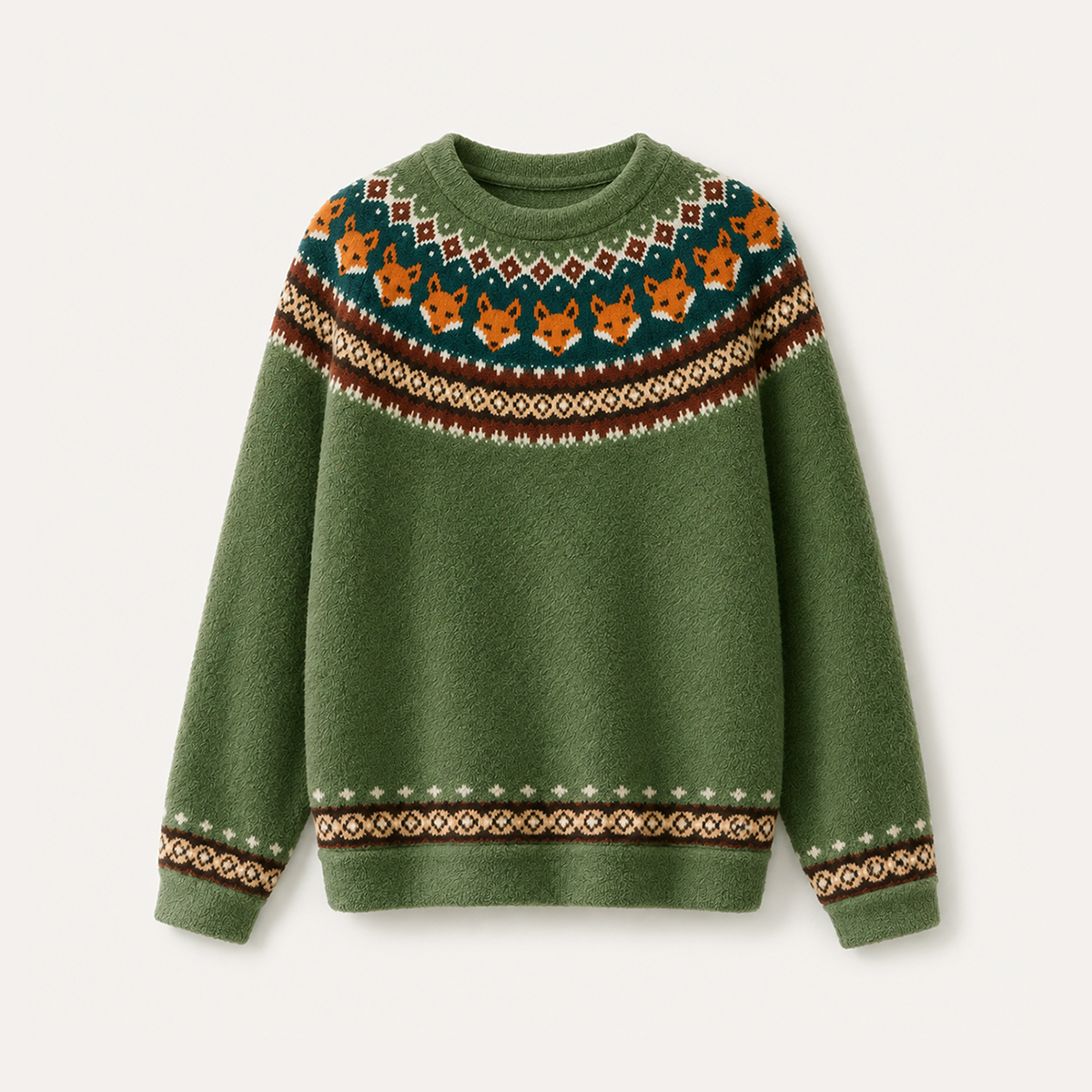 Woodland Fox Garden Fuzzy Crewneck Sweater