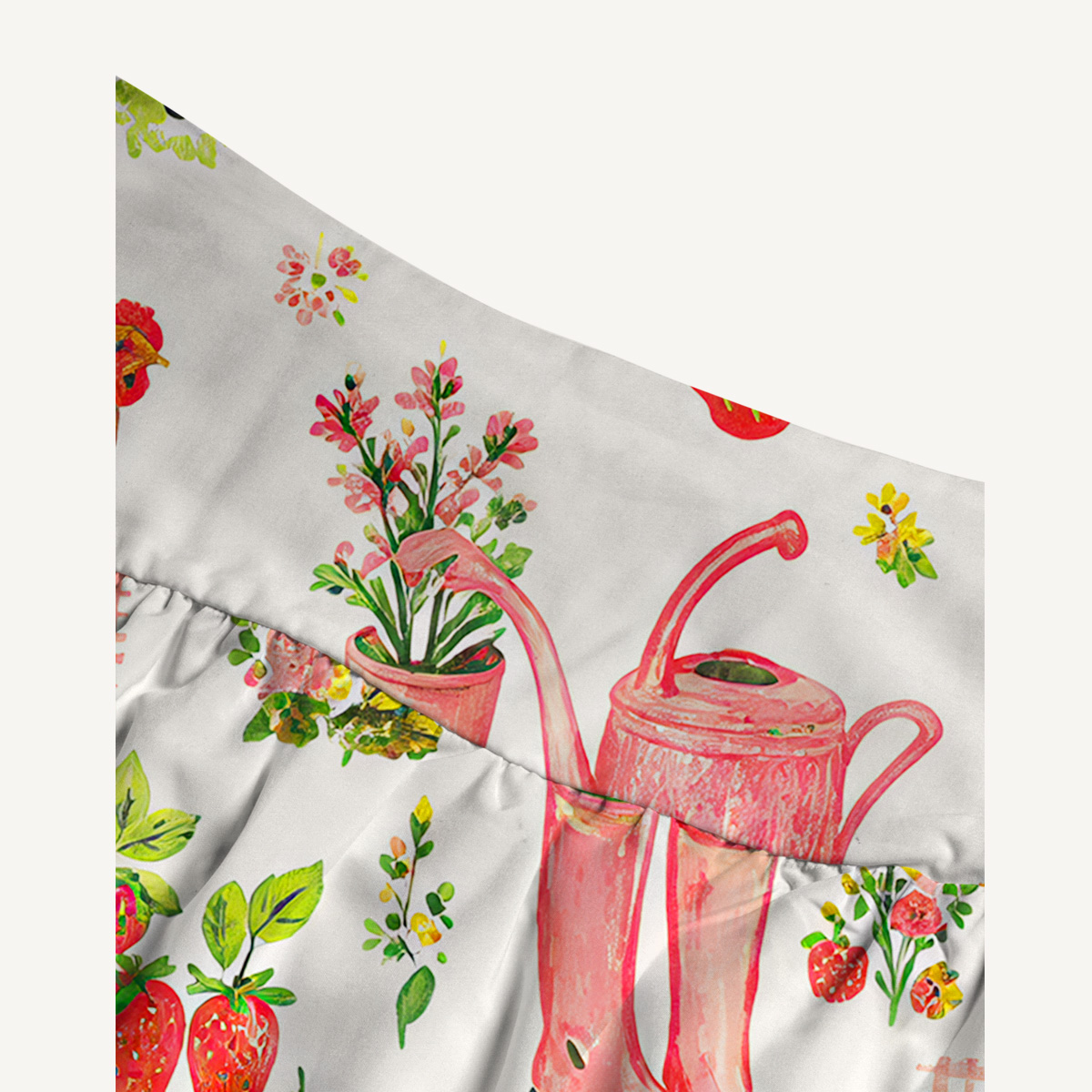 Watercolor Pink Farm Chicken Cow Print Convertible Maxi Skirt & Strapless Dress  