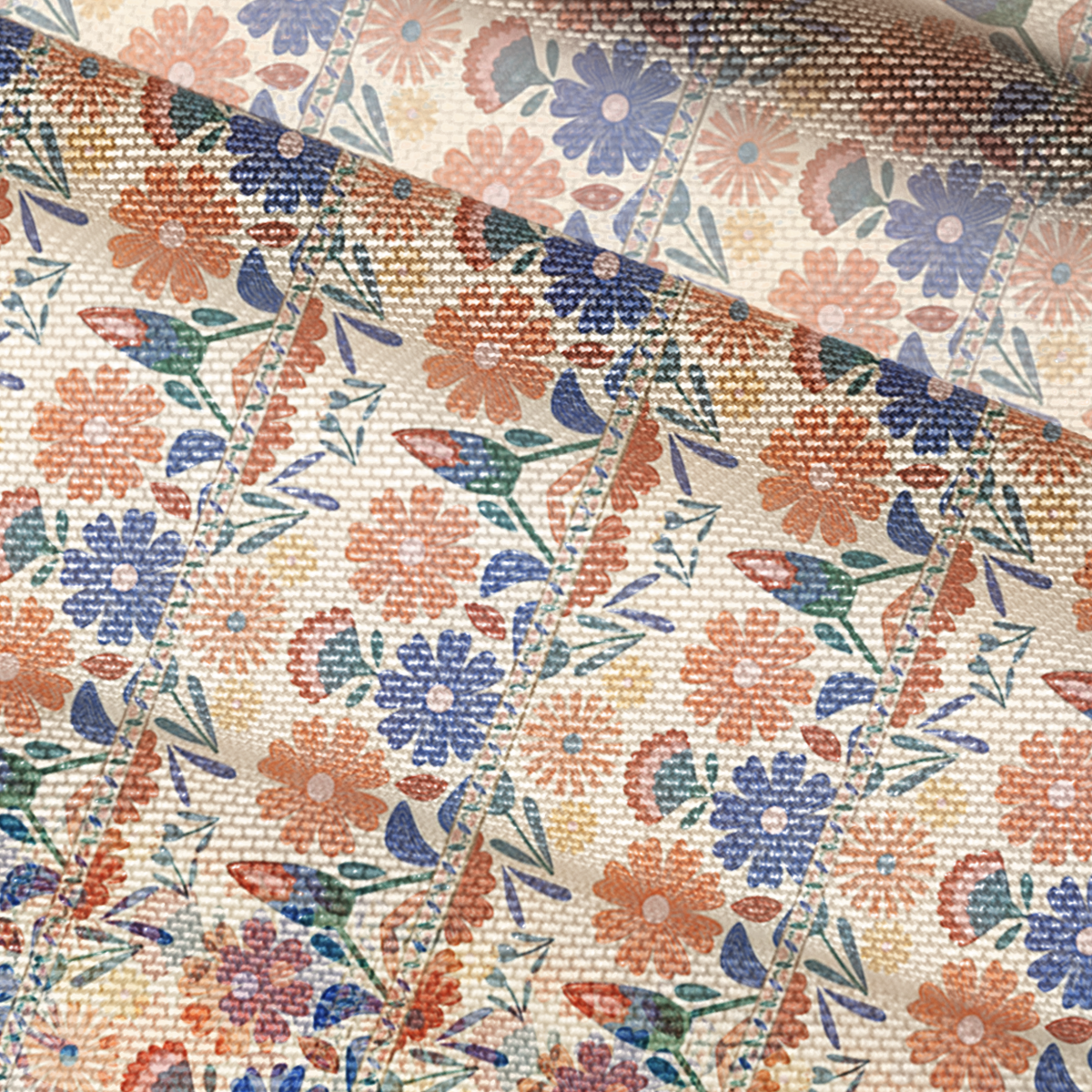 V-Neck Short Sleeve Bohemian Folk Floral Stripe Print Mesh Top