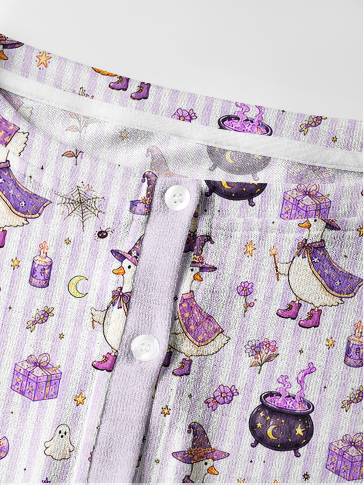 Halloween Witch Gooses Print Fine‑Knit Cardigan