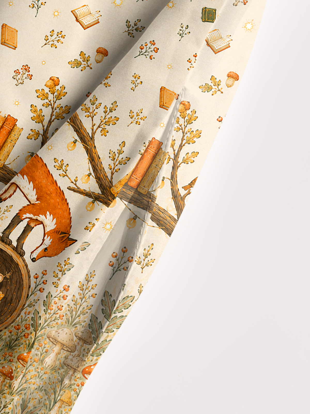 Cozy Woodland Fox Print Wide Straps Maxi Dress With Pockets