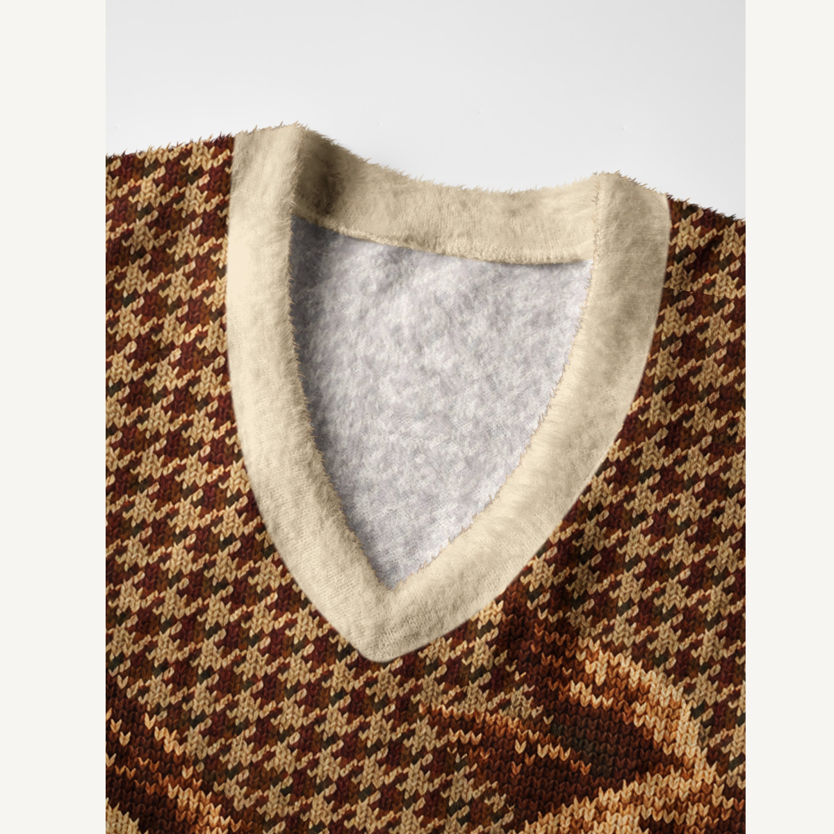 Classic Tweed Wild Duck Print V-Neck Sweater Vest