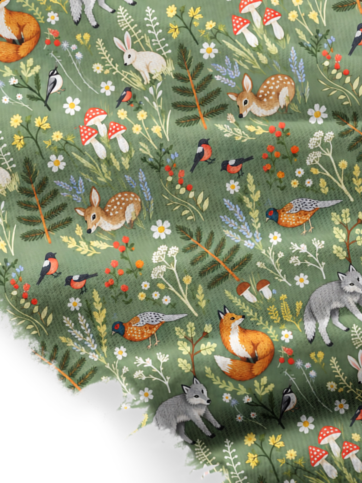 Whimsical Woodland Animals Print Cozy Fringed Scarf