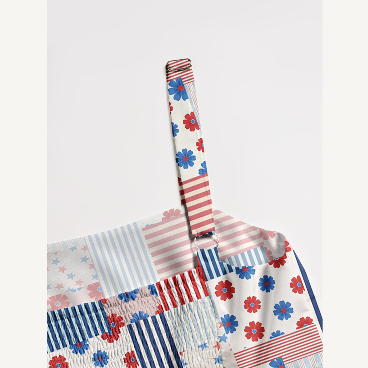 Flower Flag Print Quilt Wide Straps Maxi Dress With Pockets
