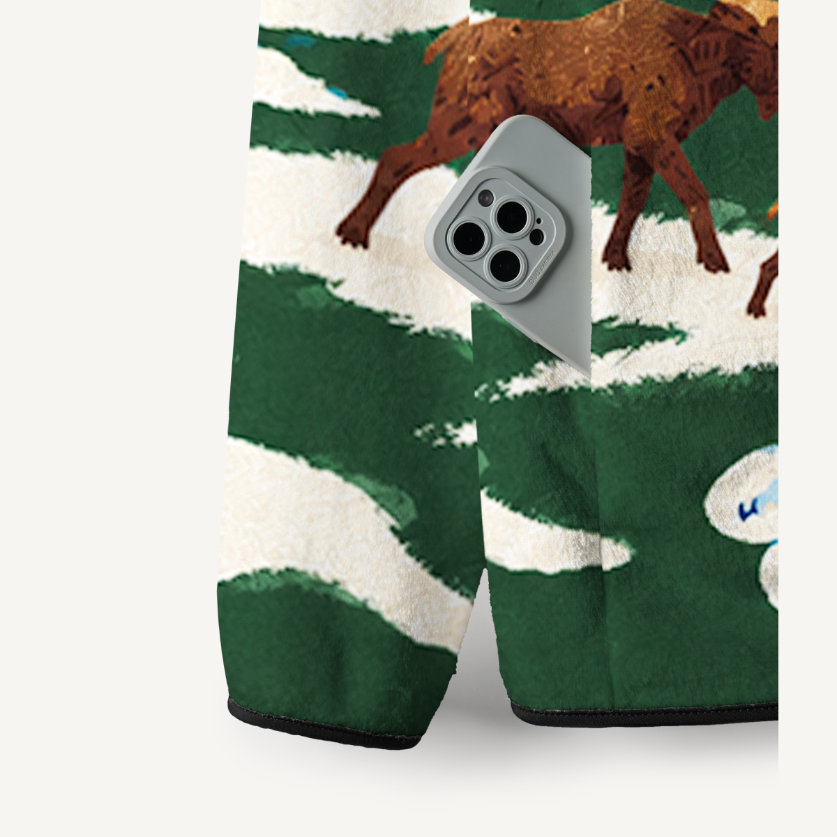 Snowy Cabin Moose Family Print Fleece Jacket