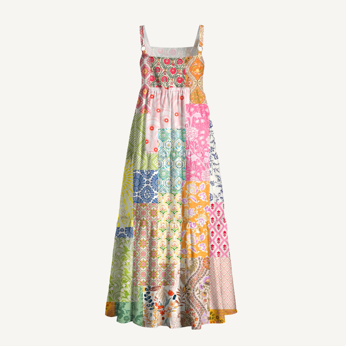 Colorful Bohemian Patchwork Print Slip Dress