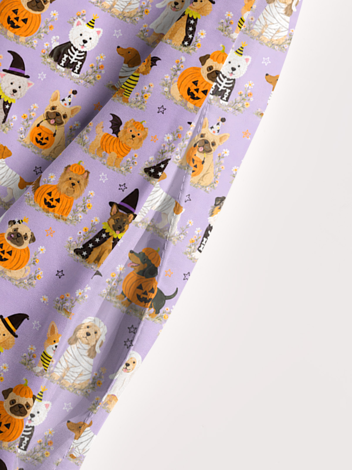 Halloween Puppy Wonderland Print Wide Straps Maxi Dress With Pockets