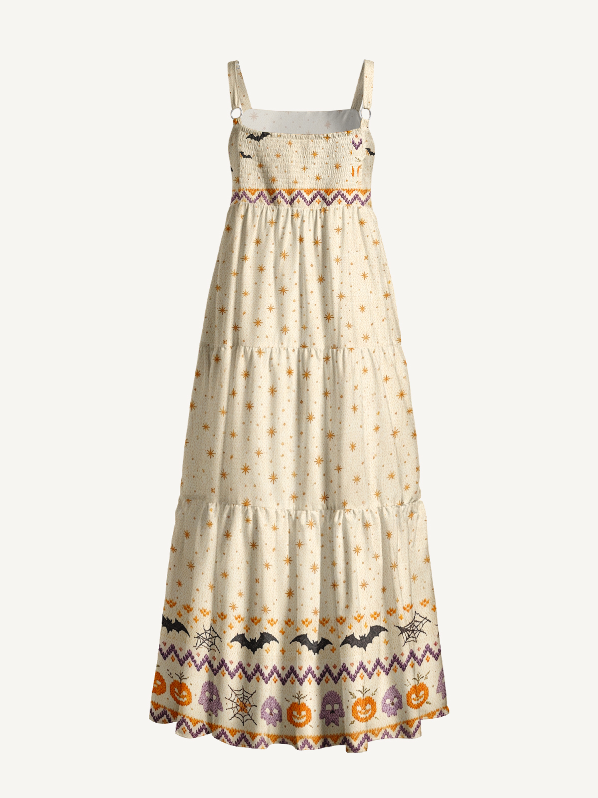 Cozy Halloween Farm Truck Print Wide Straps Maxi Dress With Pockets
