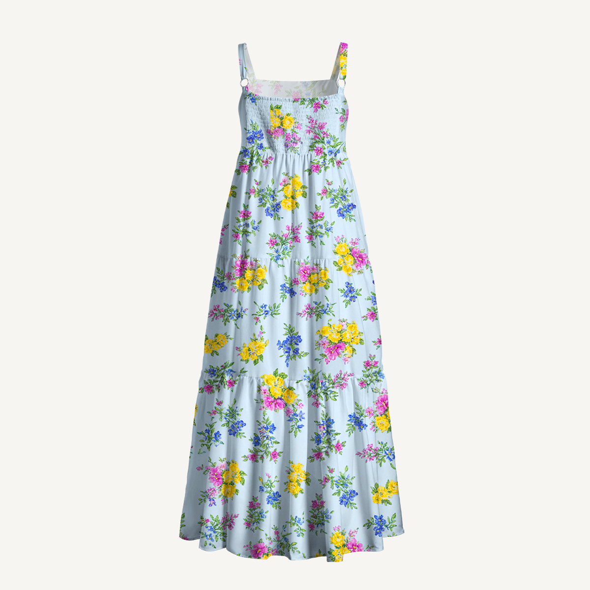Square Neck Blue Meadow Print Slip Dress