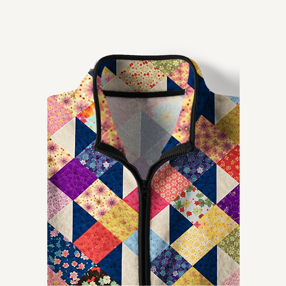 Heritage Floral Mosaic Quilt Print Fleece Jacket