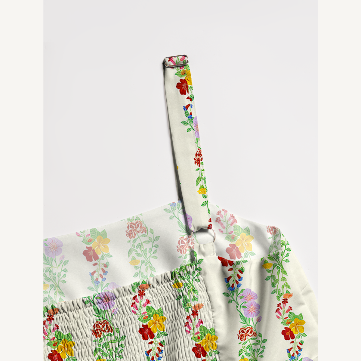 Square Neck Blossom Trail Print Slip Dress