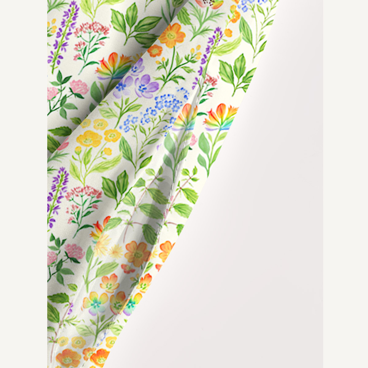 Colorful Wildflower Meadow Print Quilt Wide Straps Maxi Dress With Pockets