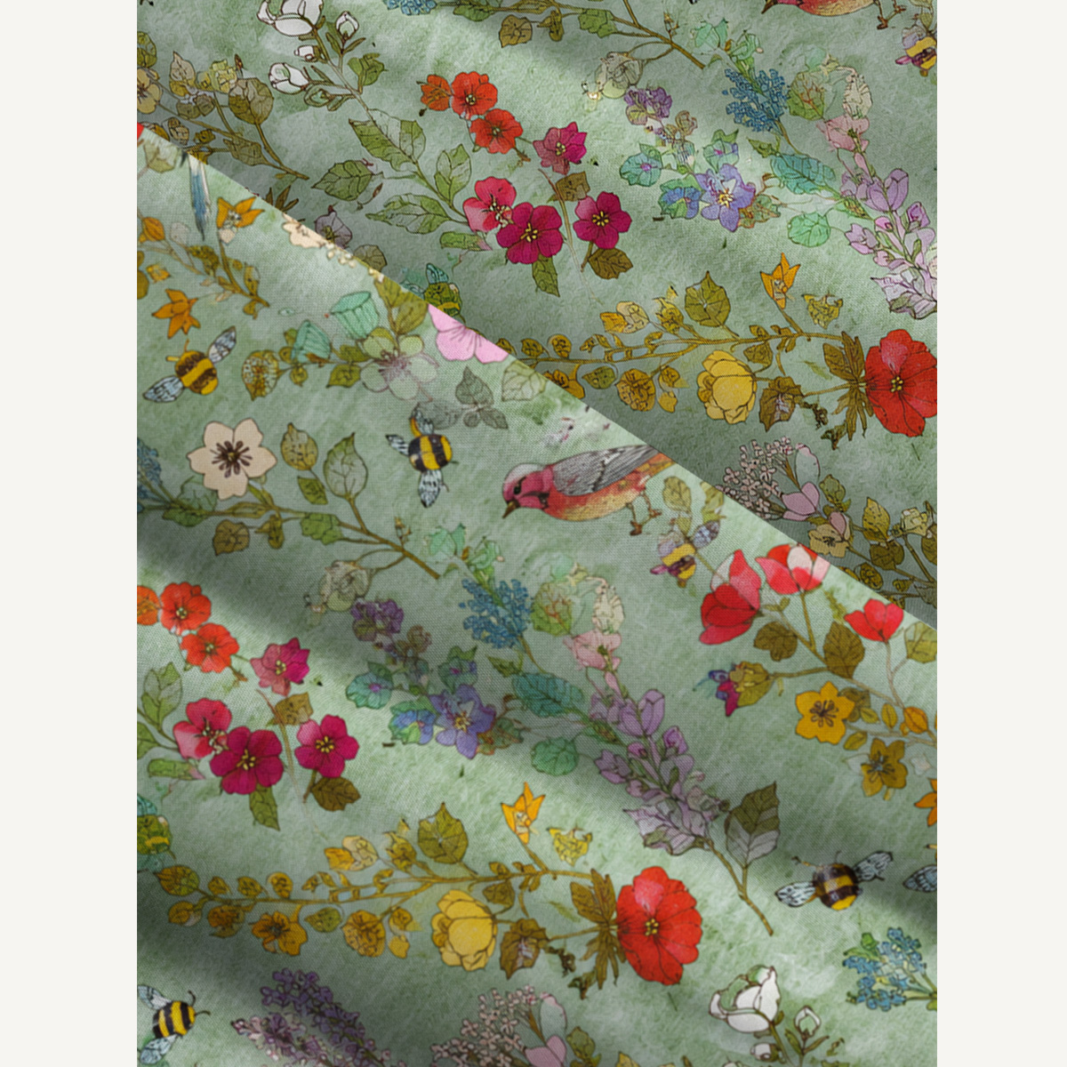 Hummingbirds and Bees Duck Egg Print Wide Straps Maxi Dress With Pockets