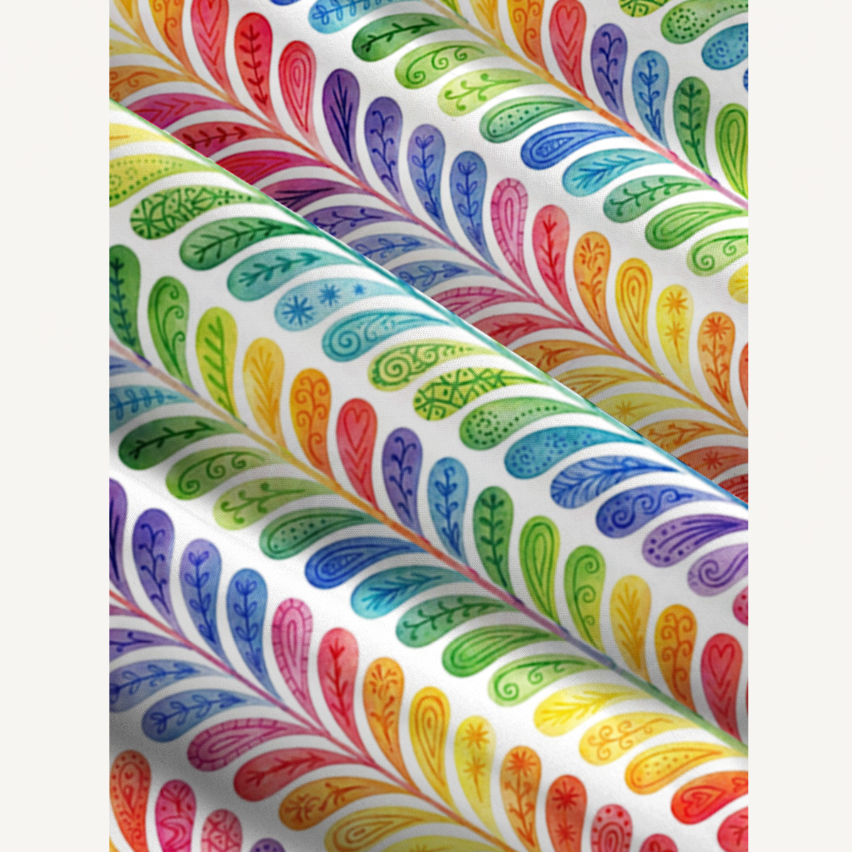Rainbow Feather Stripes Print Quilt Wide Straps Maxi Dress With Pockets