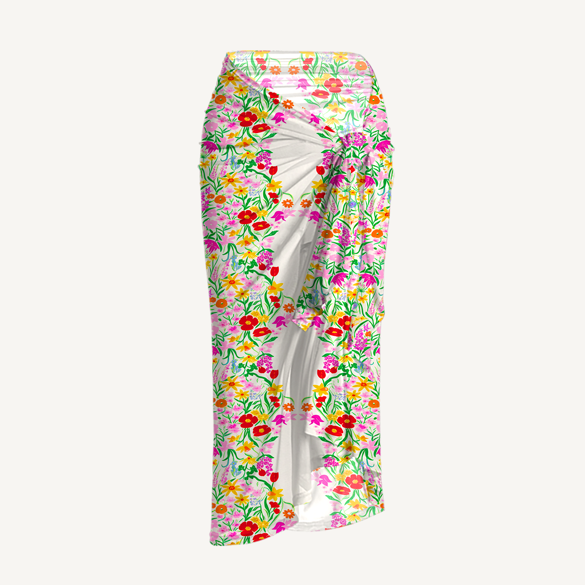 Elegant Garden One Shoulder One Piece Swimsuit and Matching Sarong Set for Women