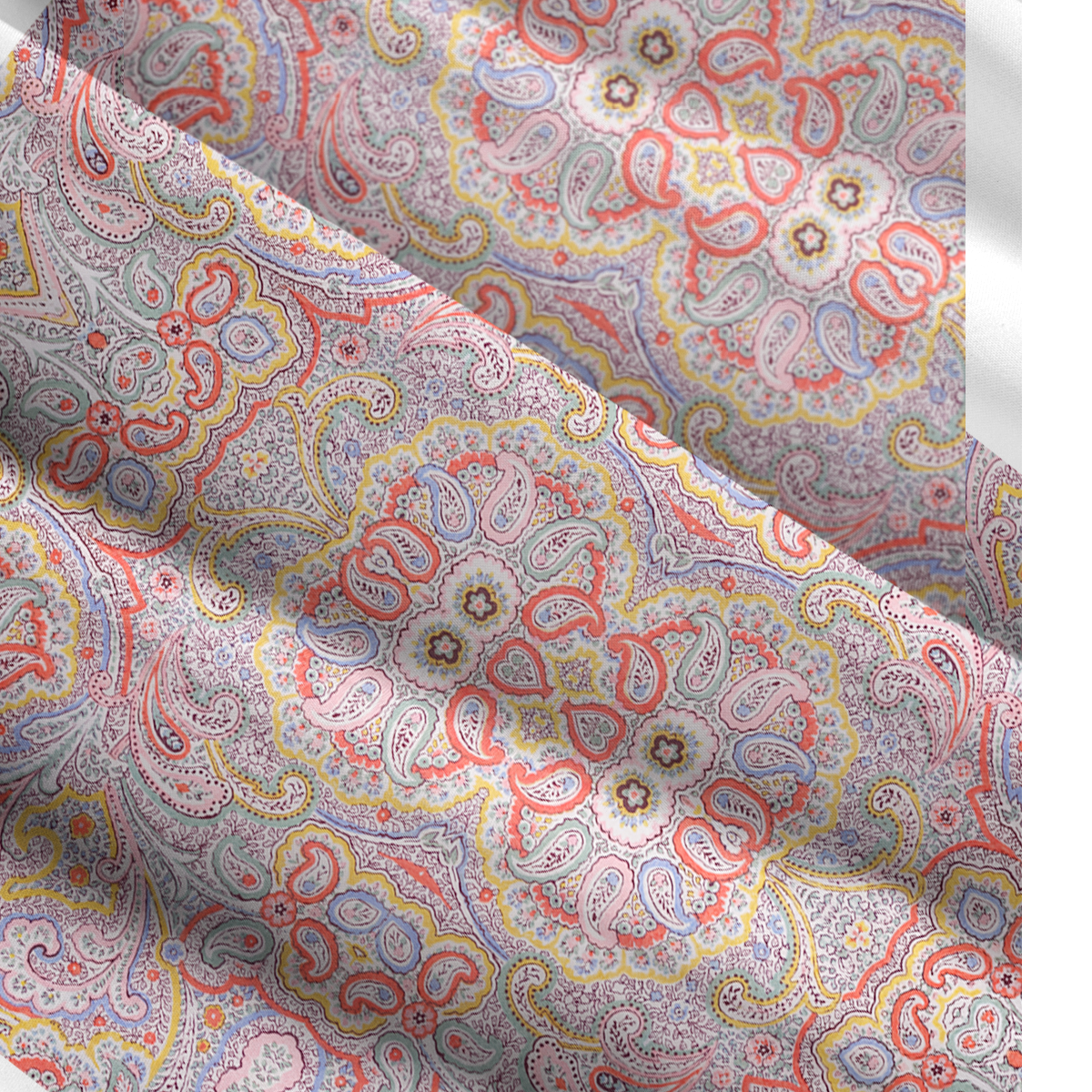 Square Neck Sunrise Paisley Print Slip Dress