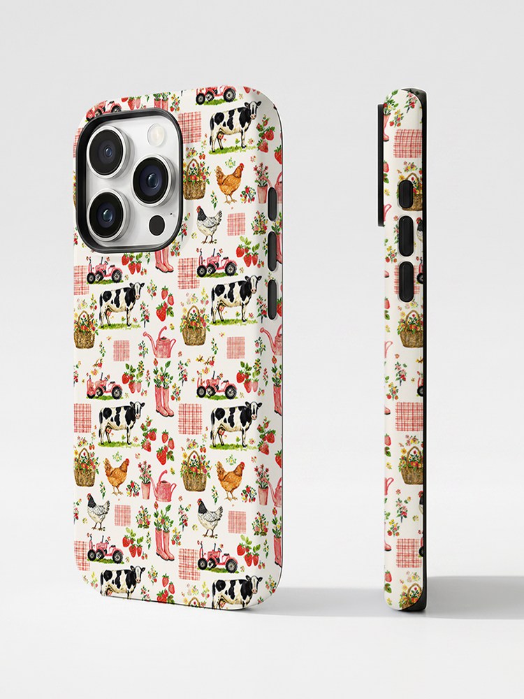 Watercolor Pink Farm Chicken Print Phone Case