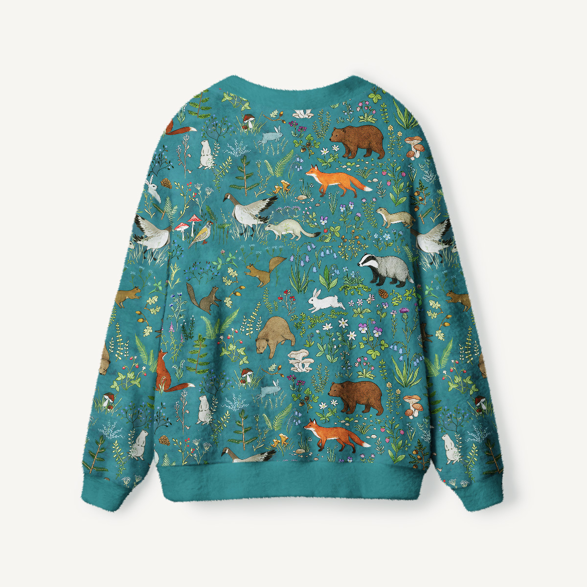 Forest Animal Print Cardigan Sweaters