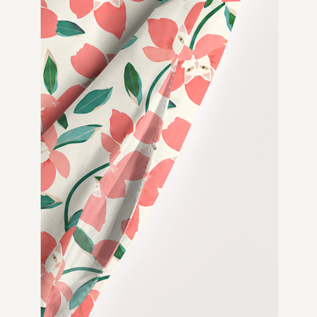 Coral Blossom Print Wide Straps Maxi Dress With Pockets