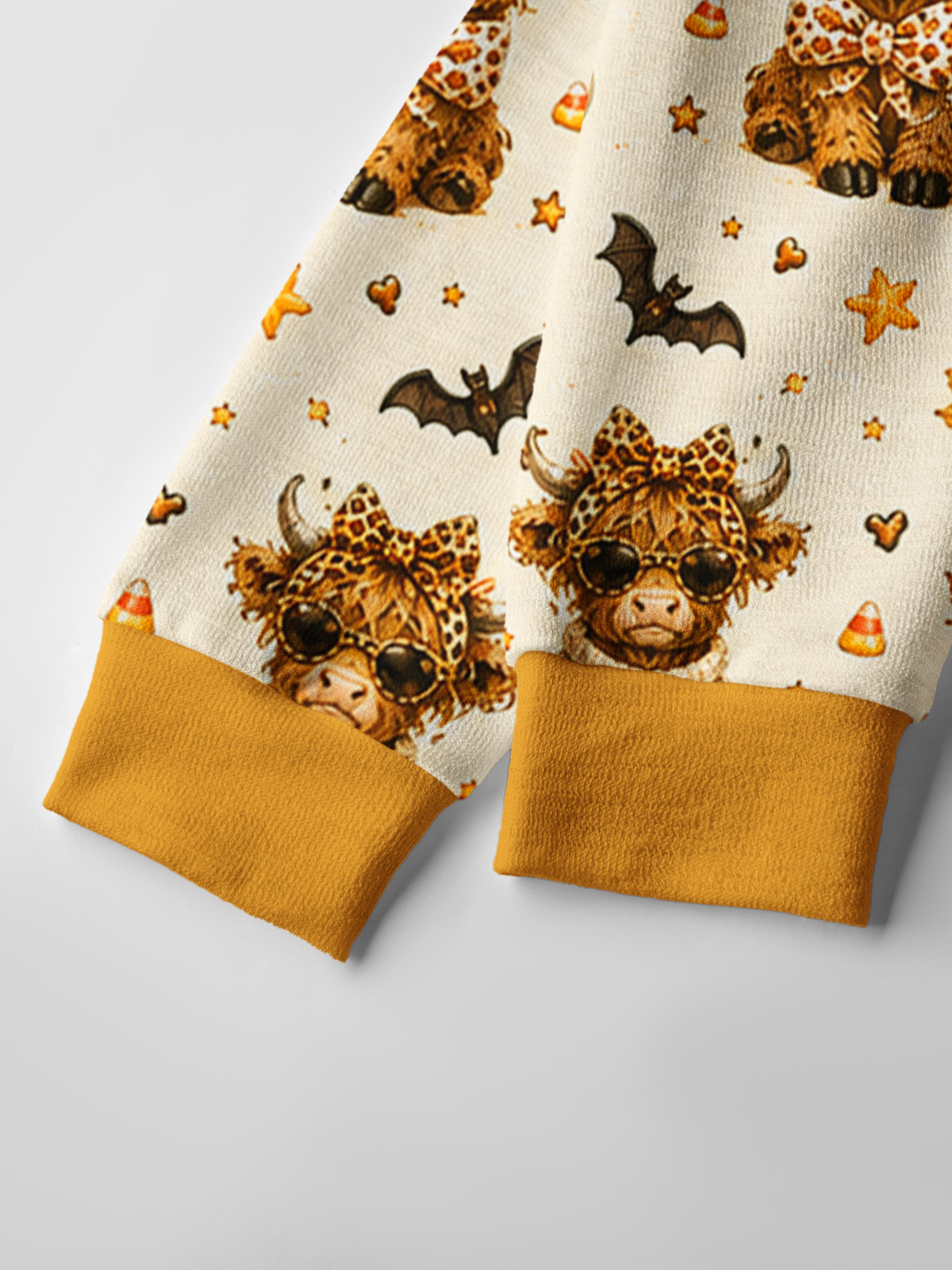 Spooky Highland Cows Print Fine‑Knit Cardigan